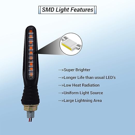 VTRUST Original Waterproof SMD KTM Style Indicators, 9 LED High Bright, Universal for All Bikes Models, Turn Signal Lights, Motorcycle, Amber, Pack of 4 - Image 3