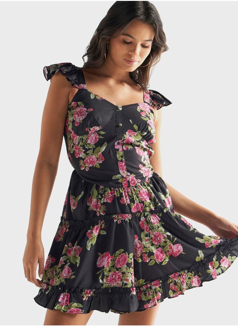 FAV - Floral Print Tiered Dress - Image 1