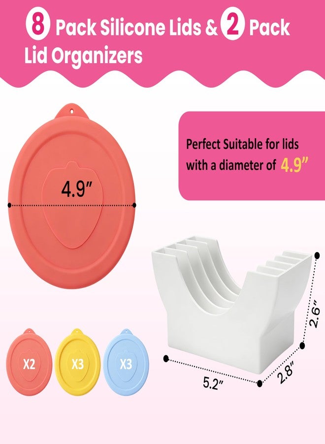 LUVCOSY 100mm Silicone Lid for Weck Jars + Lid Organizer, LUVCOSY 8 Pack Food Grade Covers and 2 Pack Keeper Set, Reusable, Dishwasher Safe, Fits Models 738, 739, 740, 741, 742, 743, 745, 744, 748, 974 - Image 2
