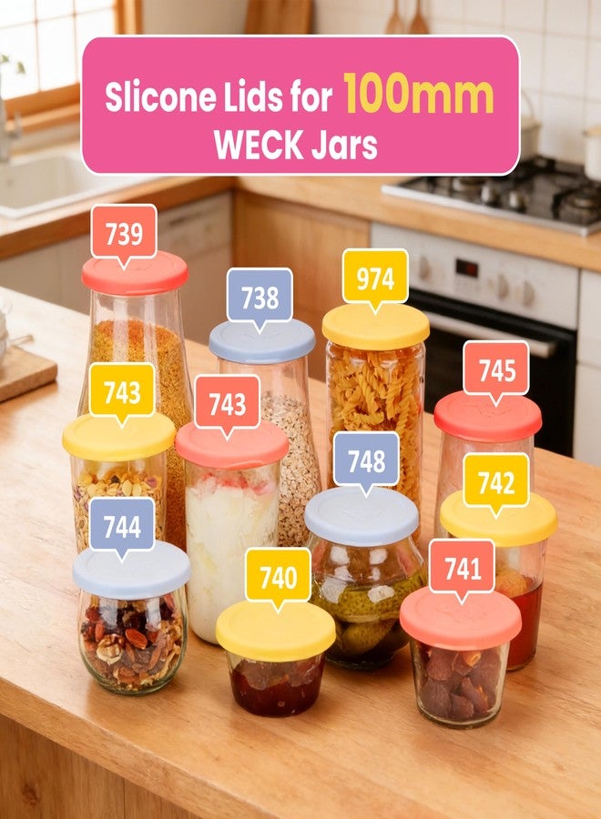 LUVCOSY 100mm Silicone Lid for Weck Jars + Lid Organizer, LUVCOSY 8 Pack Food Grade Covers and 2 Pack Keeper Set, Reusable, Dishwasher Safe, Fits Models 738, 739, 740, 741, 742, 743, 745, 744, 748, 974 - Image 3