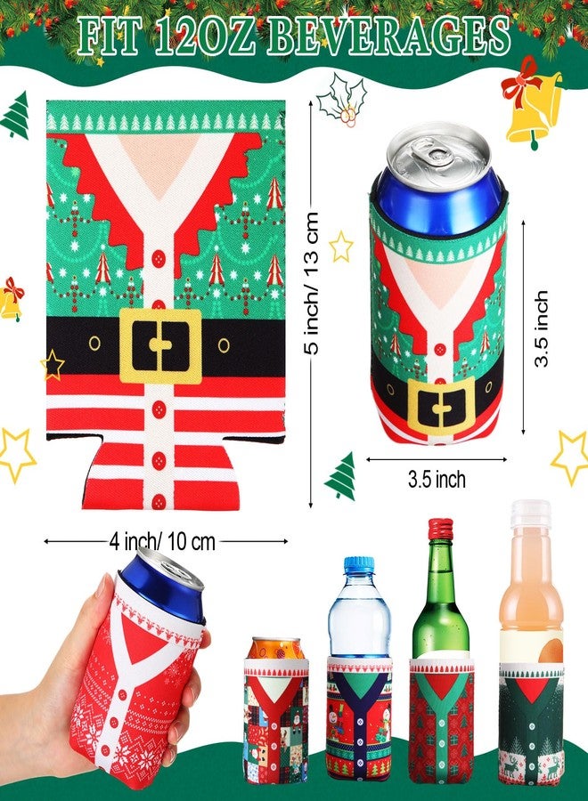 Potchen 36 Pcs Christmas Beer Can Cooler Sleeves 12 oz Colorful Insulated Neoprene Can Holders Bulk Xmas Holiday Soda Beer Drink Cover for Winter Christmas Party Decorations Supplies (Sweater) - Image 2