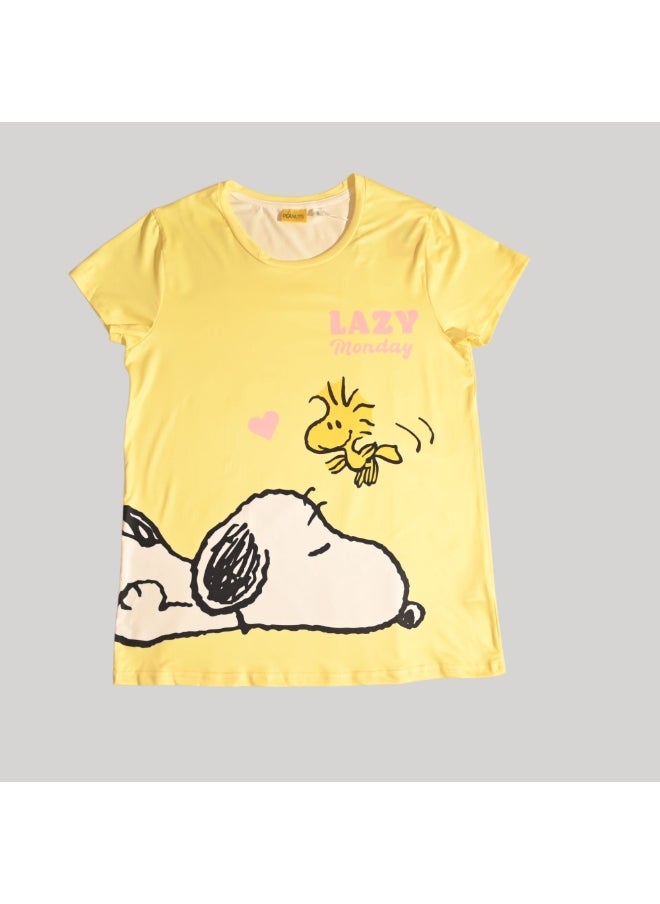 Peanuts PEANUT WOMENS SHORT SLEEVE PAJAMA SETS , SILKY POLYESTER  - Image 2