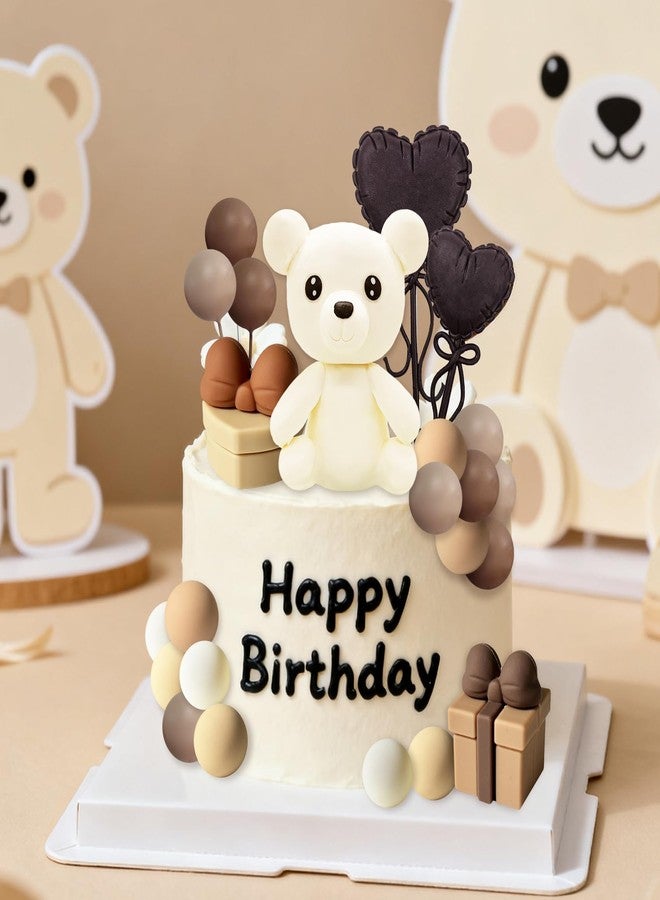 Knana 24Pcs Brown Bear Cake Decoration Brown Balls Cake Topper Bear Cake Topper Baby Shower - Image 3