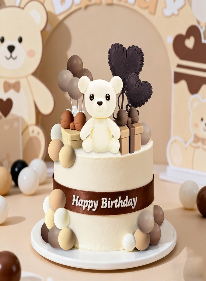 Knana 24Pcs Brown Bear Cake Decoration Brown Balls Cake Topper Bear Cake Topper Baby Shower - Image 4