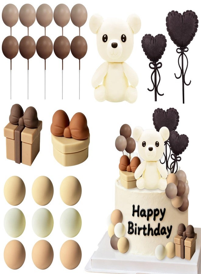 Knana 24Pcs Brown Bear Cake Decoration Brown Balls Cake Topper Bear Cake Topper Baby Shower - Image 1