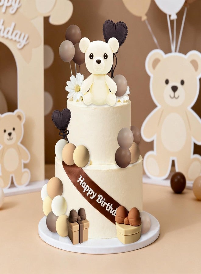 Knana 24Pcs Brown Bear Cake Decoration Brown Balls Cake Topper Bear Cake Topper Baby Shower - Image 5