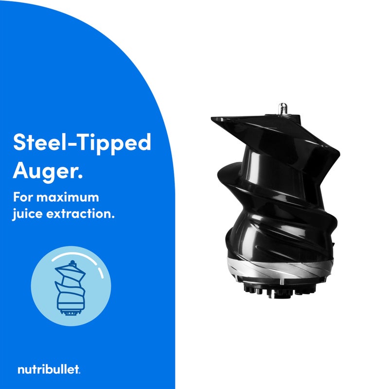 nutribullet Slow Juicer, Slow Masticating Juicer Machine, Easy to Clean, Quiet Motor & Reverse Function, BPA-Free, Cold Press Juicer with Brush, 150 Watts, Charcoal Black, NBJ50300, 24-oz - Image 4