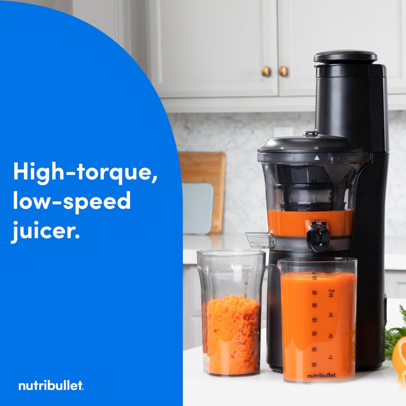 nutribullet Slow Juicer, Slow Masticating Juicer Machine, Easy to Clean, Quiet Motor & Reverse Function, BPA-Free, Cold Press Juicer with Brush, 150 Watts, Charcoal Black, NBJ50300, 24-oz - Image 2