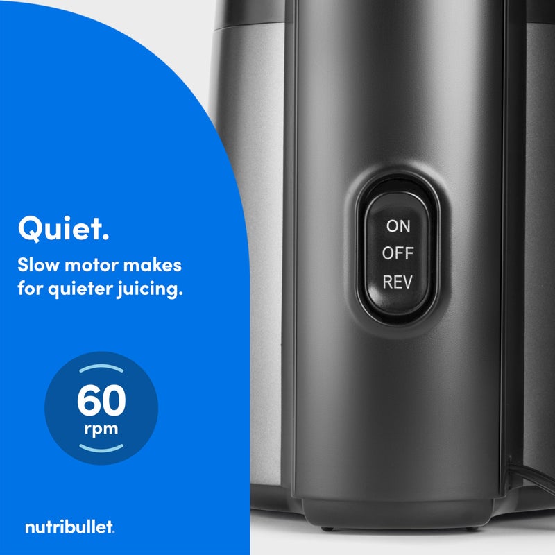 nutribullet Slow Juicer, Slow Masticating Juicer Machine, Easy to Clean, Quiet Motor & Reverse Function, BPA-Free, Cold Press Juicer with Brush, 150 Watts, Charcoal Black, NBJ50300, 24-oz - Image 5