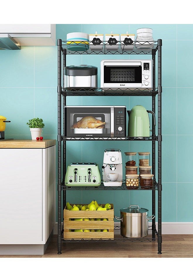 RollsTimi  5-Tier Wire Shelving Bathroom Storage, 5 Shelves Unit Metal Kitchen Storage Rack 150 x 55 x 30cm - Image 1