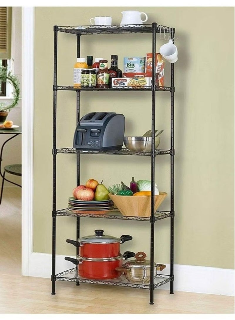 RollsTimi  5-Tier Wire Shelving Bathroom Storage, 5 Shelves Unit Metal Kitchen Storage Rack 150 x 55 x 30cm - Image 2