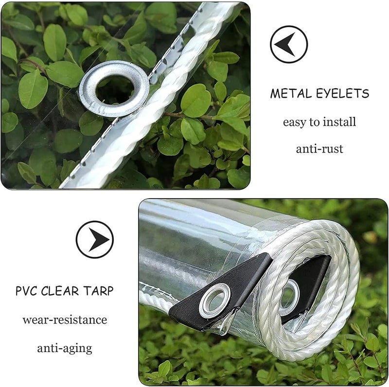 GPQAWER Clear Tarp with Grommets, Transparent Heavy Duty Waterproof Tarp Cover with Reinforced Edge 3x6ft,14Mil Thickened Tear Resistant PVC Vinyl Tarpaulin for Home Garden Outdoor - Image 5