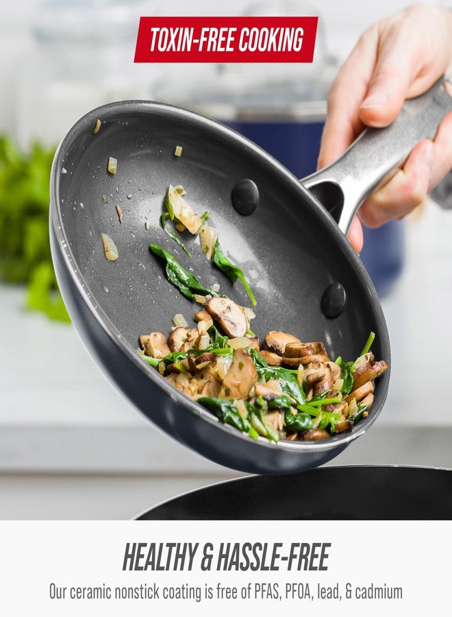 Blue Diamond Cookware Diamond Infused Ceramic Nonstick 8" Frying Pan Skillet, PFAS-Free, Dishwasher Safe, Oven Safe, Grey - Image 2
