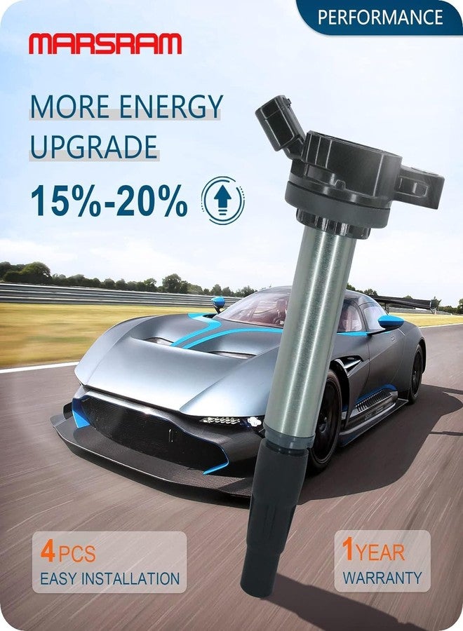 Marsram مجموعة ملفات إشعال Marsram UF596 وشمعات إشعال مزدوجة من الإيريديوم 4912 متوافقة مع سيارات تويوتا كورولا ماتريكس (2009-2014)، وبريوس (2010-2017)، ولكزس، وسيون IM XD، وبونتياك فايب (2011-2016) بمحرك 1.8 لتر رباعي الأسطوانات، طقم من 4 قطع، UF619 - Image 3