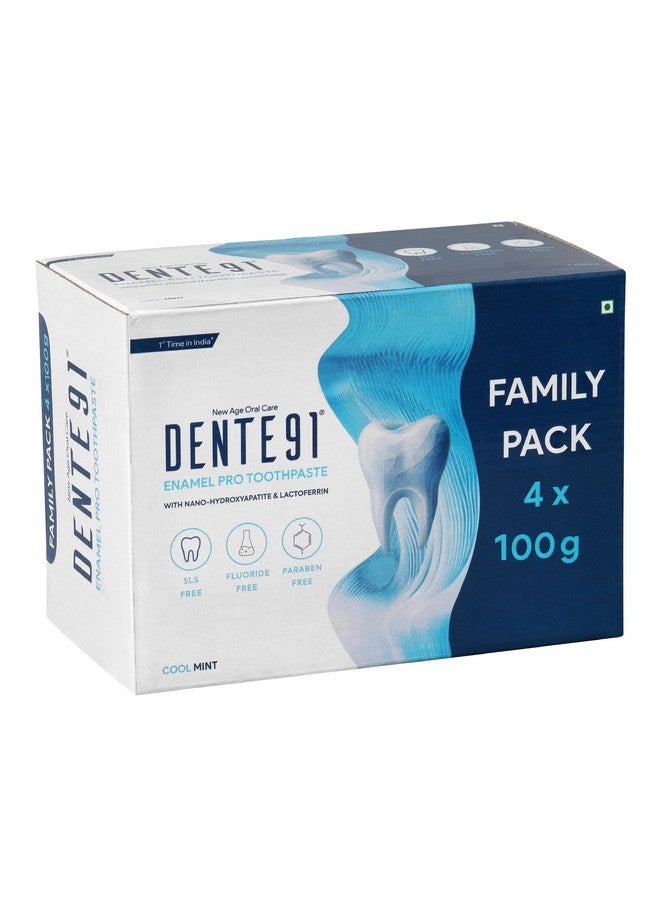 DENTE91 Cool Mint Toothpaste| Sensitivity Relief | Repairs Cavities | Fights Gum Disease | Reduces Bad Breath | Strengthens Enamel | Sls Free | Fluoride Free | Paraben Free | Pack Of 4, 4 X 100G  - Image 1
