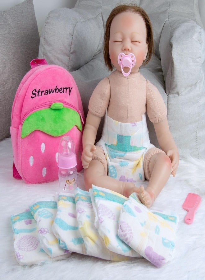 Pedolltree 10 Pcs Reborn Baby Doll Diaper Bag Care and Feeding Set for 17-24 inches Reborn Dolls Newborn Baby Accessories with Strawberry Backpack Diapers Pacifier Bottle Comb - Image 3