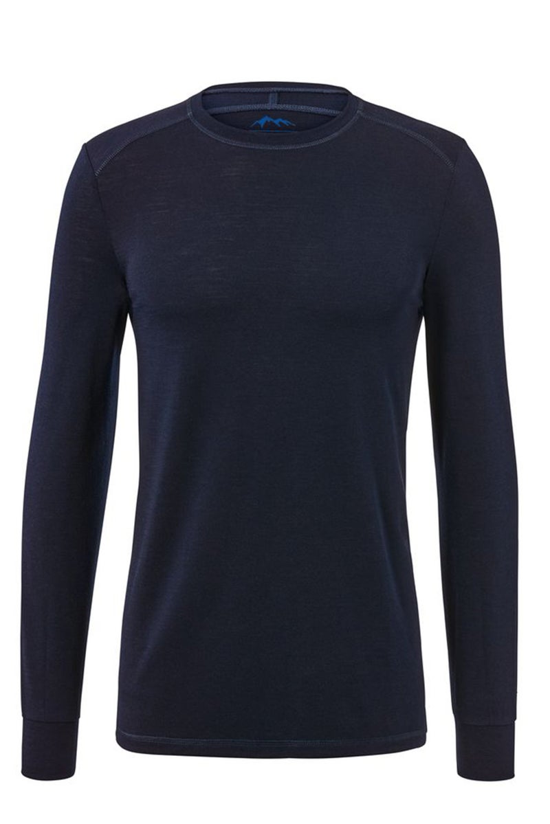 Tchibo Men Crew Neck Long Sleeve Plain T-Shirts, Navy Blue  - Image 2