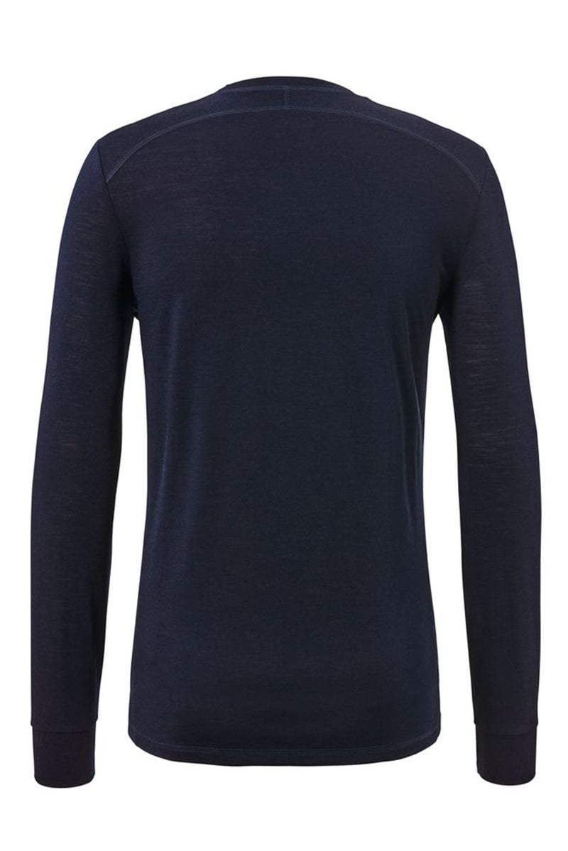 Tchibo Men Crew Neck Long Sleeve Plain T-Shirts, Navy Blue  - Image 3