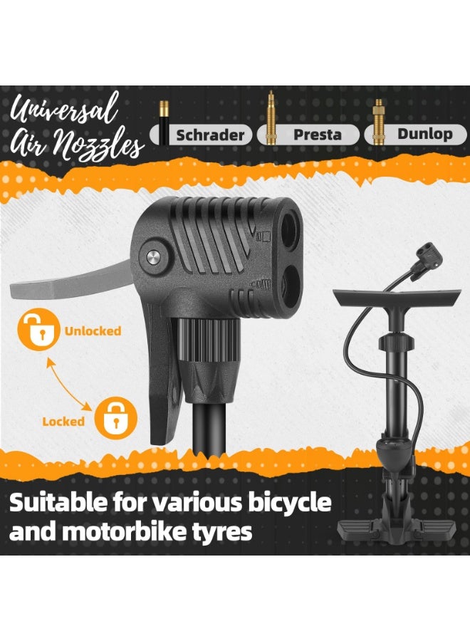 Arabest Bike Floor Pump, Bikes Pump with Gauge,Bicycle Air Pump with High Pressure 160 Psi, BikeTire Pump with Presta Schrader Valves，Portable Hand Pump Bike, Fits Road Bikes MTB E-Bike, Ball - Image 3