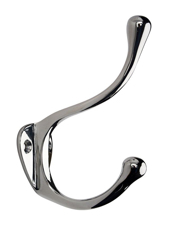 HOBKNOBS (Single Chrome Plated Wall/Wooden Mounted (H) Hook Hanger - White & Silver - Image 2