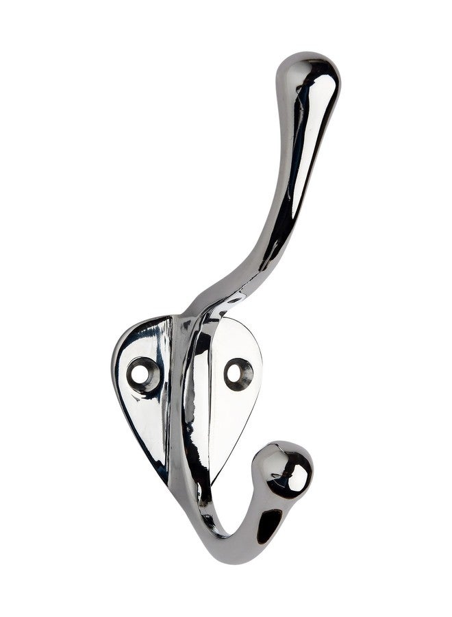 HOBKNOBS (Single Chrome Plated Wall/Wooden Mounted (H) Hook Hanger - White & Silver - Image 1