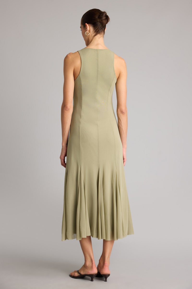 DeFacto Green Woman Crew Neck Tulle Midi Dress Casual - Image 5