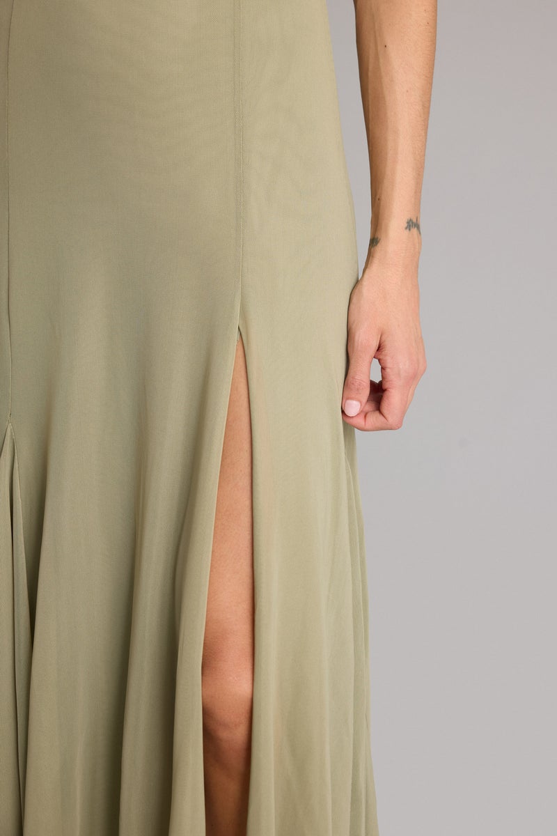 DeFacto Green Woman Crew Neck Tulle Midi Dress Casual - Image 4