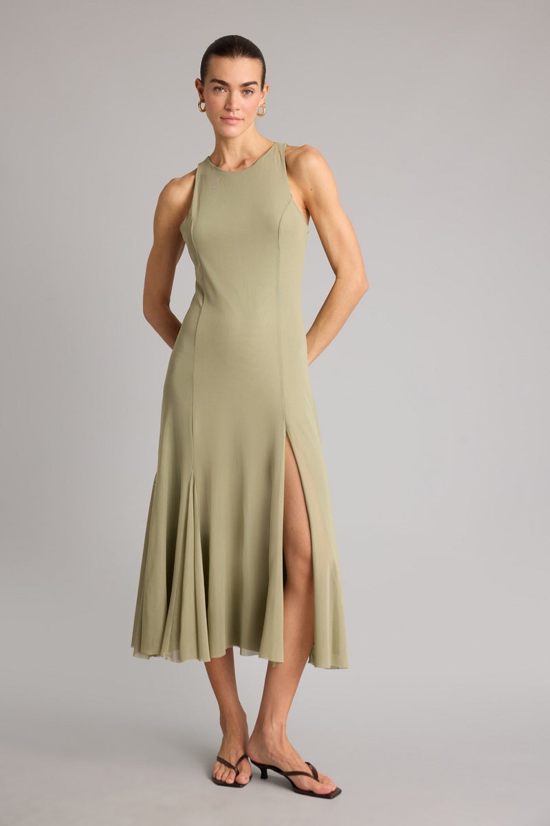 DeFacto Green Woman Crew Neck Tulle Midi Dress Casual - Image 2