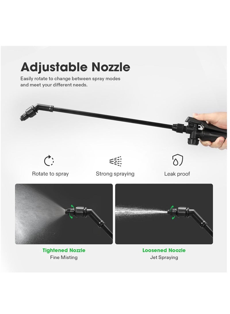 Pump Pressure Sprayer 0.8Gal/3L, Portable Pressurized Water Spray Bottle with Adjustable Shoulder Strap, Adjustable Nozzle, Safety Valve & Additional Seals, Ideal for Watering, Fertilizing, Cleaning