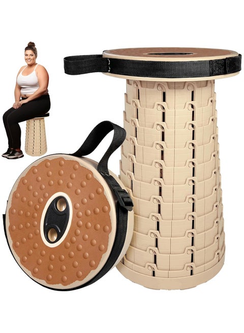 Folding Stool with PVC Soft Cushion Portable Stool Chair of Load Capacity 250kg Collapsible Stool for Adults for Camping Fishing Hiking Barbecue