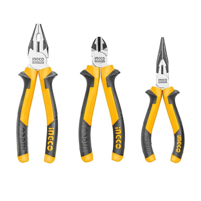 INGCO INGCO Pliers Set 3 PCS PACK 8 Combination Pliers 6 Diagonal Cutting Pliers 6 Long Nose Pliers - Image 1