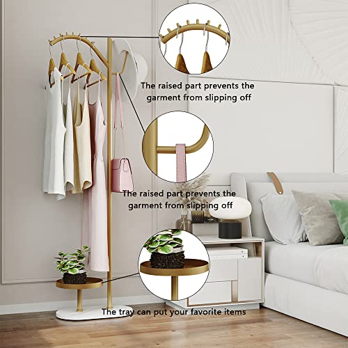FJANKUI Minimalist Gold Coat Rack with Marble Base | Your Personal Staging Hub for Curated Outfits & Essentials | Modern Clothing Rack for Bedroom, Entryway, or Office - Image 2