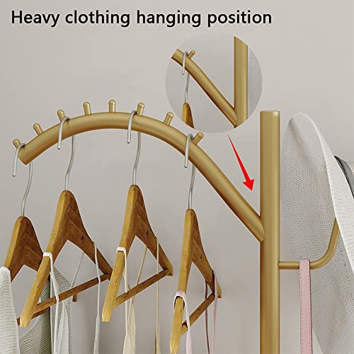 FJANKUI Minimalist Gold Coat Rack with Marble Base | Your Personal Staging Hub for Curated Outfits & Essentials | Modern Clothing Rack for Bedroom, Entryway, or Office - Image 4