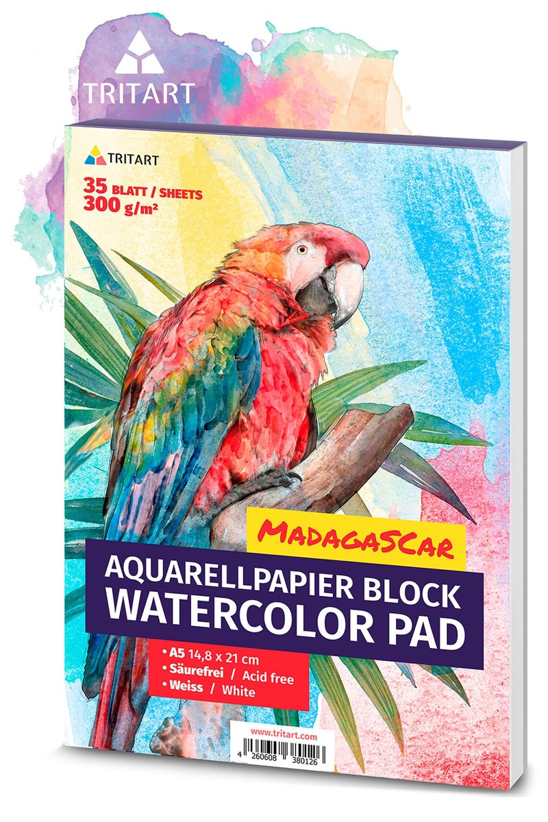 Tritart Watercolour Paper A5 300gsm  Professional Artists Water Colour Pad with 35 Sheets  Art Paper for Mixed Media  Acrylic Oil Gouache Pastels Paint  Sketch Drawing