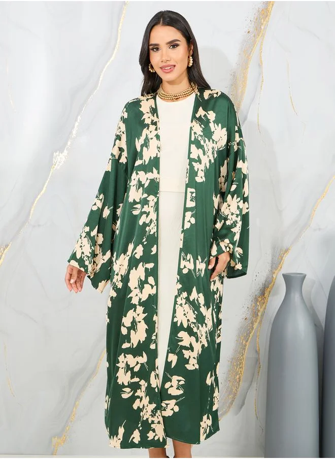 Styli Oversized Floral Print Midi Kimono