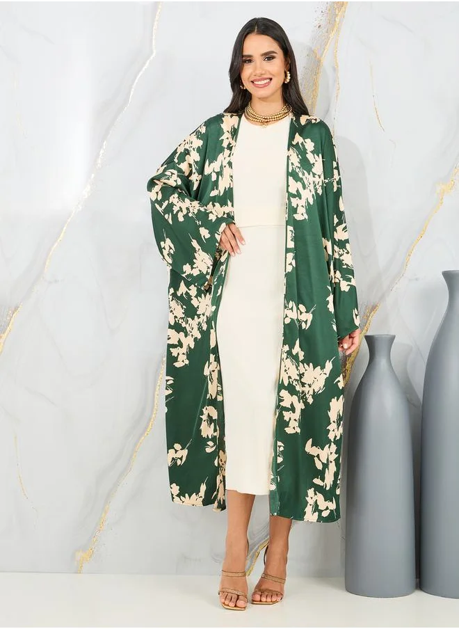Styli Oversized Floral Print Midi Kimono