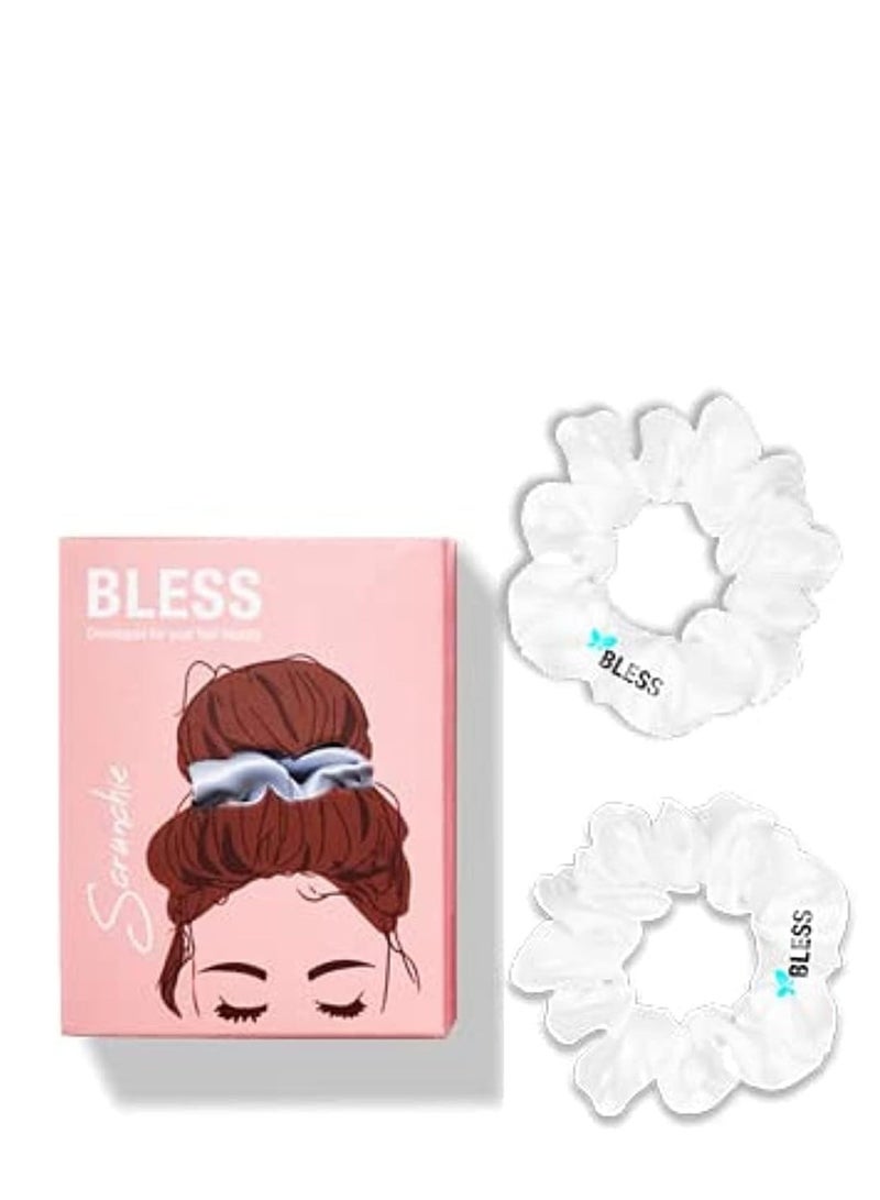 بليس ربطات الشعر الساتان باللون الأبيض