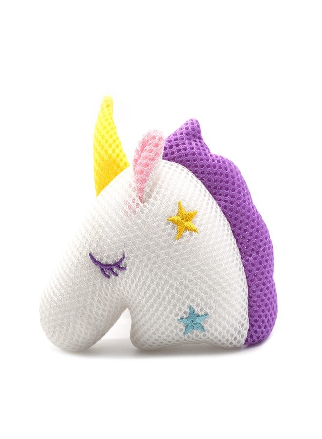 Ralcosuss Cute Unicorn Kids Bath Loofahs Balls for Baby Girls Boys Mesh Shower Ball Pouf Exfoliating Bath Sponge Body Cleaner Bath Accessories (White Unicorn) - Image 1