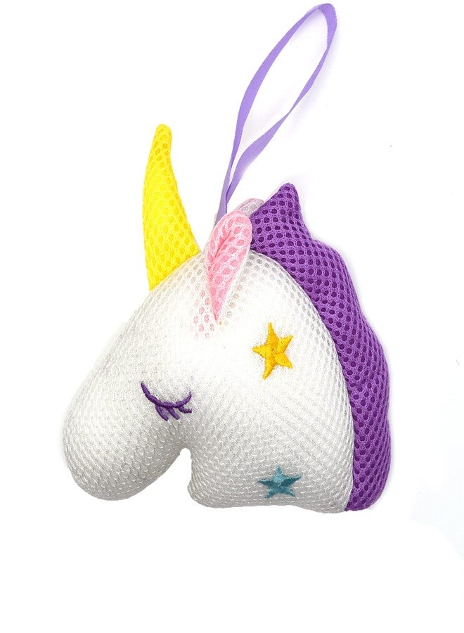 Ralcosuss Cute Unicorn Kids Bath Loofahs Balls for Baby Girls Boys Mesh Shower Ball Pouf Exfoliating Bath Sponge Body Cleaner Bath Accessories (White Unicorn) - Image 2