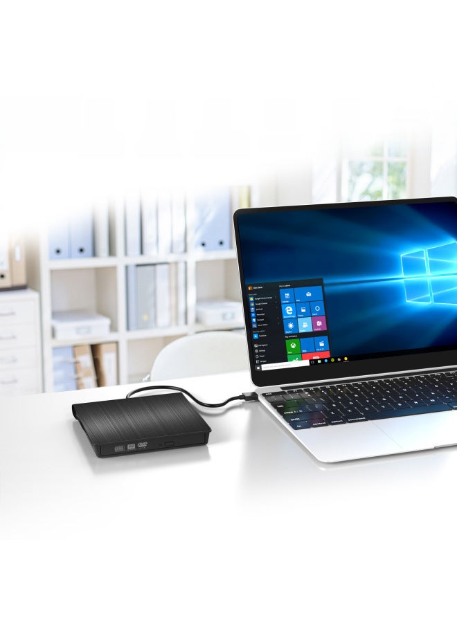 محرك أقراص ضوئي خارجي USB3.0، محرك أقراص خارجي للهاتف المحمول، ناسخ أقراص DVD من النوع C، اللون: أسود - Image 3