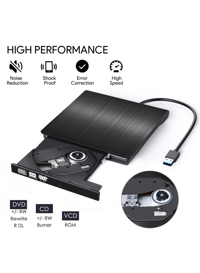 محرك أقراص ضوئي خارجي USB3.0، محرك أقراص خارجي للهاتف المحمول، ناسخ أقراص DVD من النوع C، اللون: أسود - Image 5