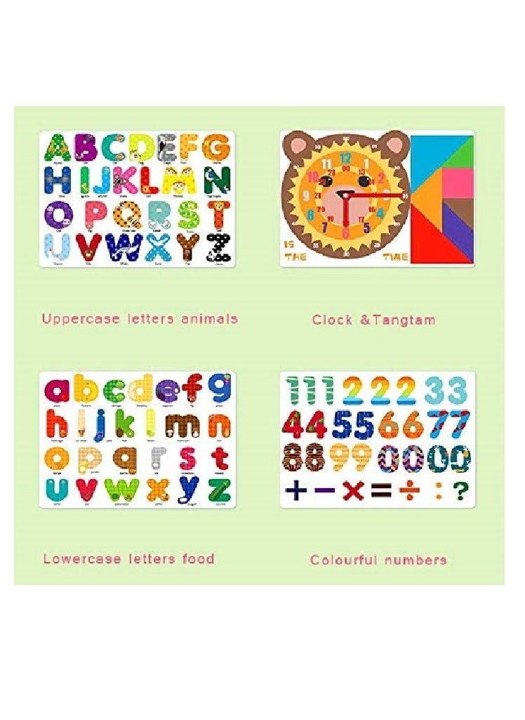 Cutie Cute 94 Pcs ABC Alphabet Magnets For Toddlers Or Baby Letter Learning Games Toys For KG Age Capital Small Letters Clock Number Shape 4 Sheets Set  - Image 2