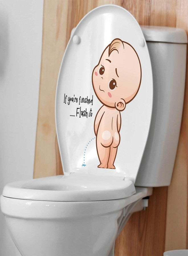 Khakho Toilet Seat Sticker Cartoon Stickers Waterproof Toilet Decal Bathroom Wall Decal Bathroom Sticker (White-B) - Image 4