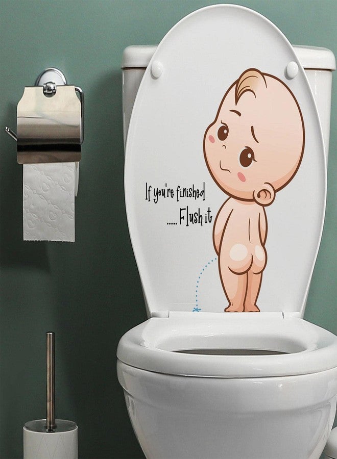 Khakho Toilet Seat Sticker Cartoon Stickers Waterproof Toilet Decal Bathroom Wall Decal Bathroom Sticker (White-B) - Image 1