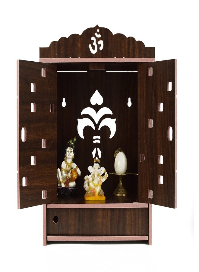 COMERT Beautiful MDF Wooden Temple,Home Temple, Pooja Mandir, Wall Hanging and Table Top Home Mandir Temple, Home Decor Beautiful Wooden Temple with Acrylic Om Design, (28*28*28 cm) (Black) - Image 1