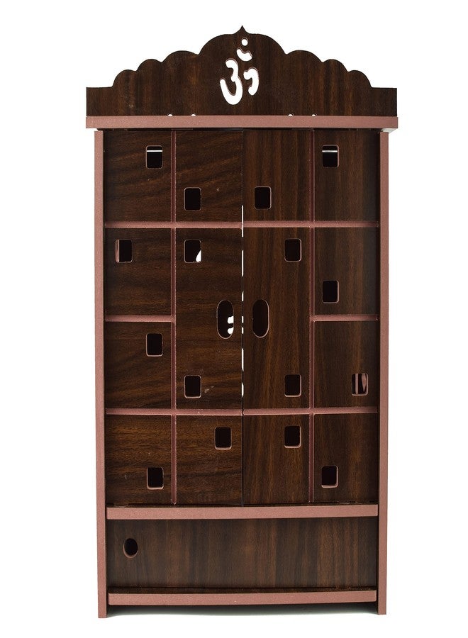 COMERT Beautiful MDF Wooden Temple,Home Temple, Pooja Mandir, Wall Hanging and Table Top Home Mandir Temple, Home Decor Beautiful Wooden Temple with Acrylic Om Design, (28*28*28 cm) (Black) - Image 2
