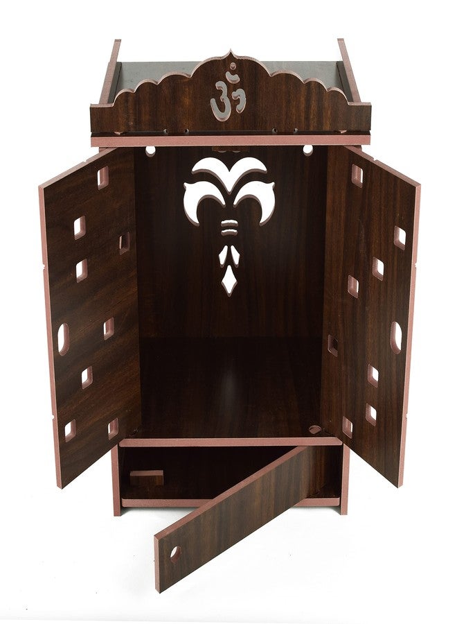 COMERT Beautiful MDF Wooden Temple,Home Temple, Pooja Mandir, Wall Hanging and Table Top Home Mandir Temple, Home Decor Beautiful Wooden Temple with Acrylic Om Design, (28*28*28 cm) (Black) - Image 3