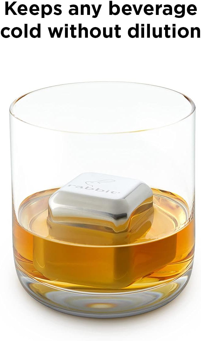 rabbit Jumbo Chilling Stones - Premium Stainless Steel Whiskey Rocks for Chilling Fine Spirits and Beverages, Reusable Drink Cooling Stones with Storage Case - Image 3