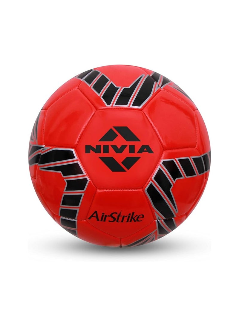 NIVIA Step Out & Play Nivia Air Strike 32 Panel Machine Stiched With PVS Soft Form Top | Size 5 Red