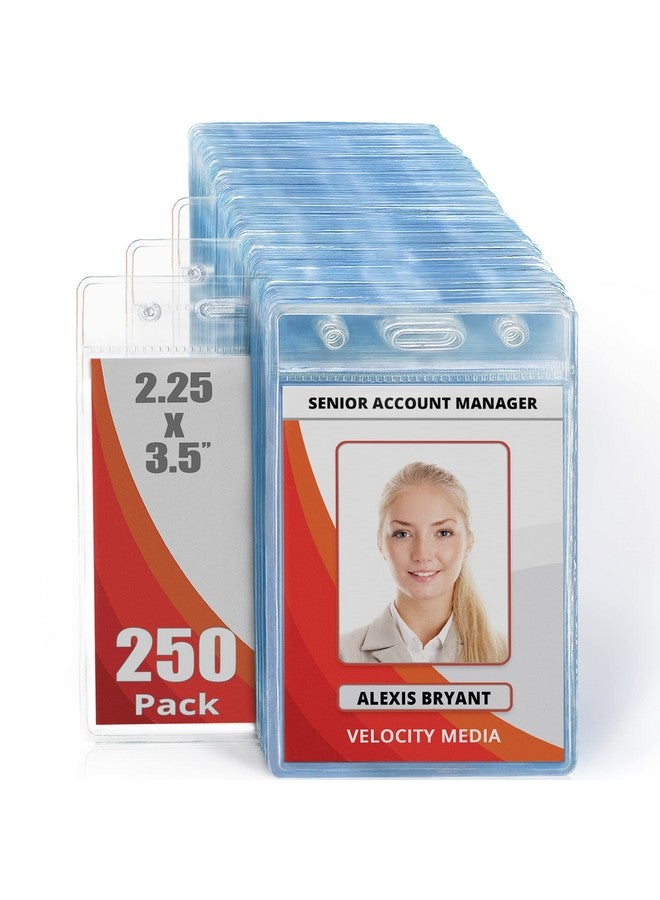 Mifflin-USA Vertical Zipperless ID Badge Holder (Clear, 2.25x3.5 Inch, 250 Pack), Quick Load Plastic Name Card Pouch in Bulk - Image 1